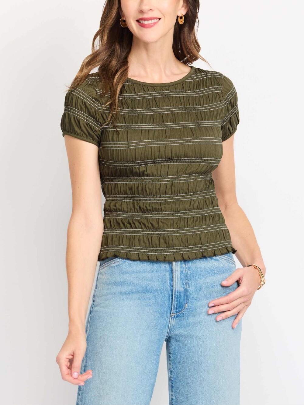Medwell Smocked Short Sleeve Shirt